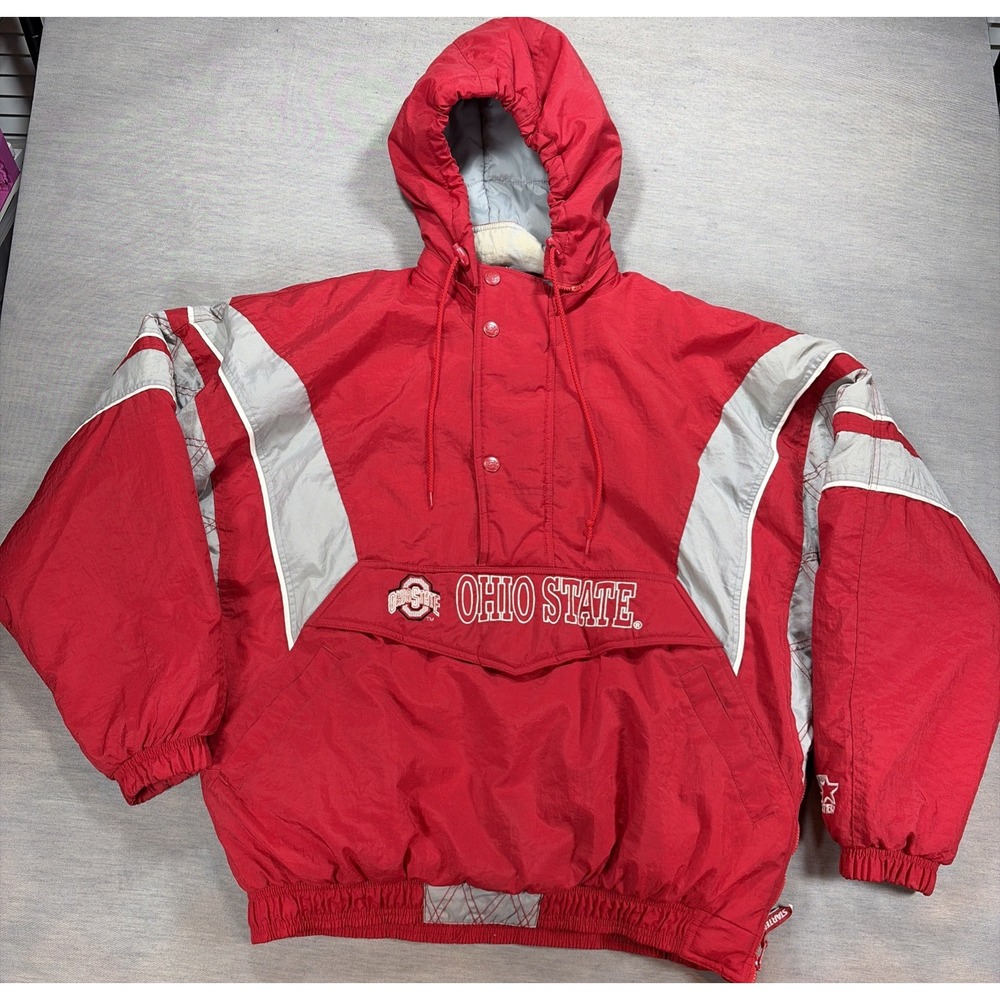 Vintage Ohio State Buckeyes Starter Jacket Mens XL Red Pullover Football 90s